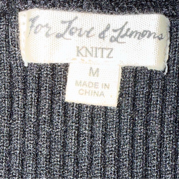 For Love & Lemons Ribbed Knit Strapless Zip Top Black Size M Stretchy - Picture 7 of 7